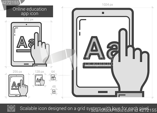 Image of Online education app line icon.