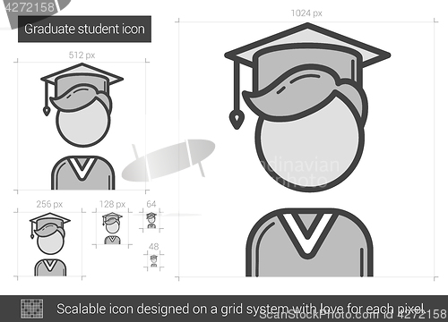 Image of Graduate student line icon.
