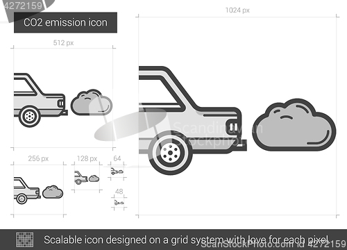 Image of CO2 emission line icon.