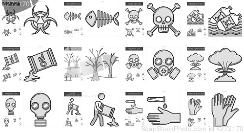 Image of Ecology biohazard line icon set.