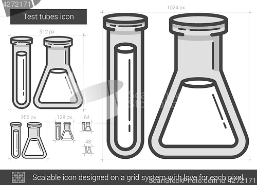 Image of Test tubes line icon.