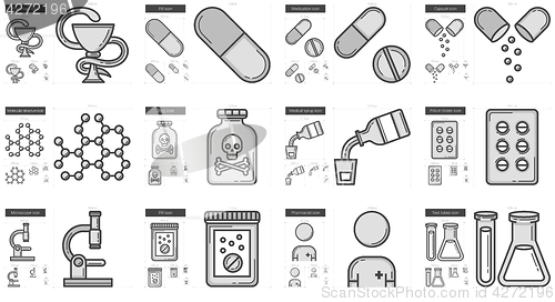 Image of Medicine line icon set.