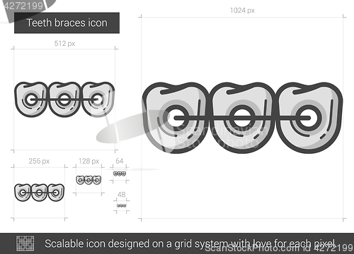 Image of Teeth braces line icon.