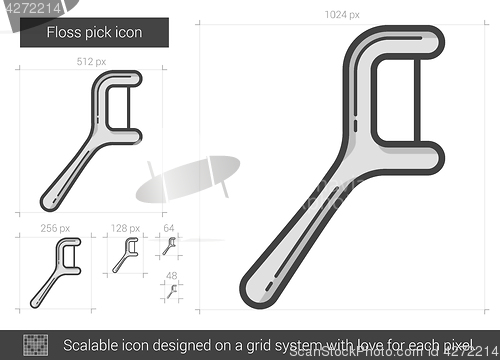 Image of Floss pick line icon.