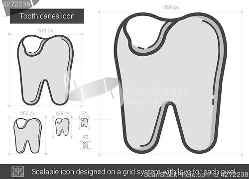 Image of Tooth caries line icon.