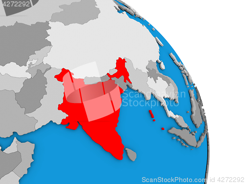 Image of India on globe