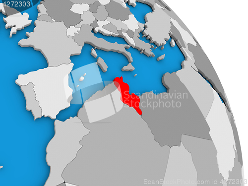 Image of Tunisia on globe