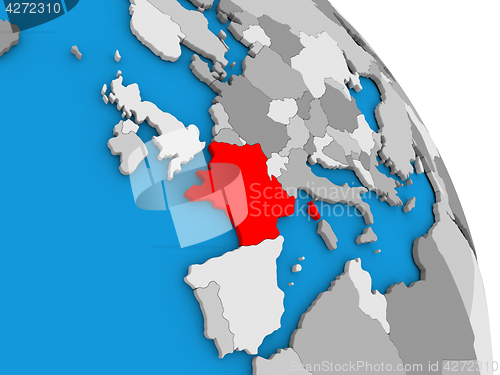Image of France on globe