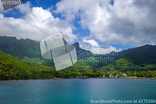 Image of Moorea island harbor and pacific ocean lagoon landscape