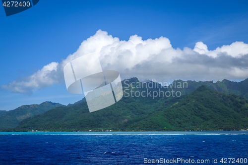 Image of Moorea island and pacific ocean lagoon landscape