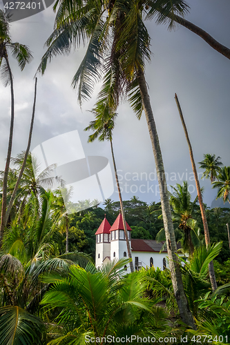 Image of Haapiti church in Moorea island jungle, landscape