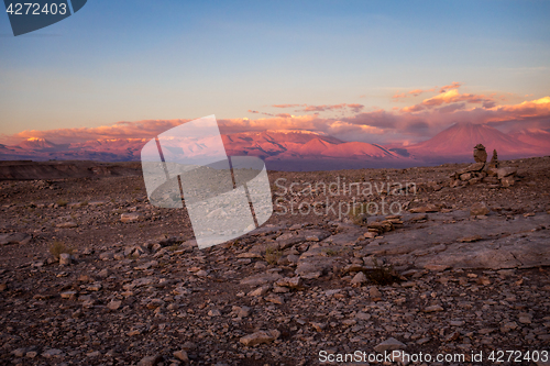 Image of Valle de la Luna at sunset in San Pedro de Atacama, Chile