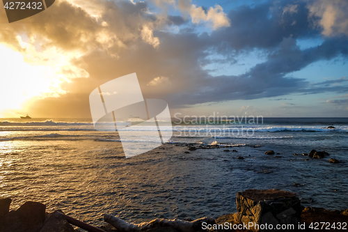 Image of Pacific ocean at sunset on Easter Island