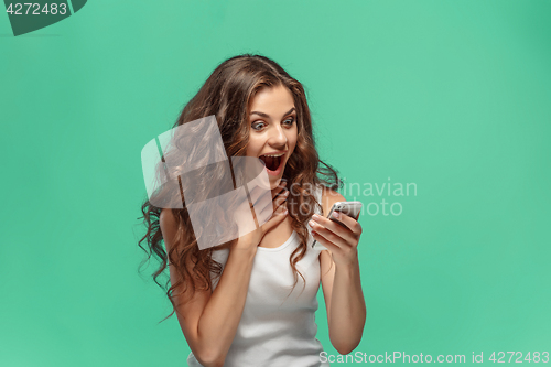 Image of The young woman\'s portrait with happy emotions
