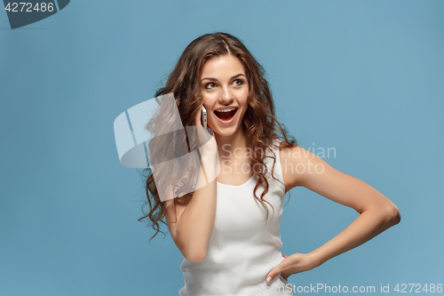 Image of The young woman\'s portrait with happy emotions