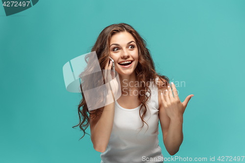 Image of The young woman\'s portrait with happy emotions
