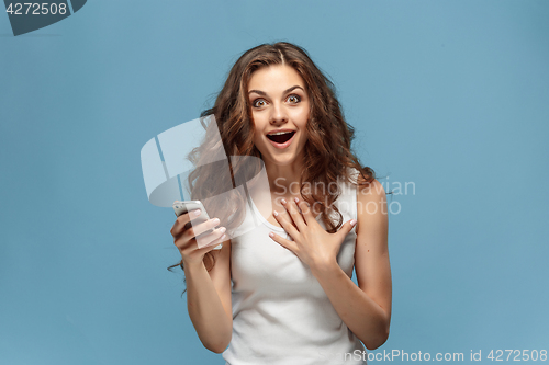 Image of The young woman\'s portrait with happy emotions