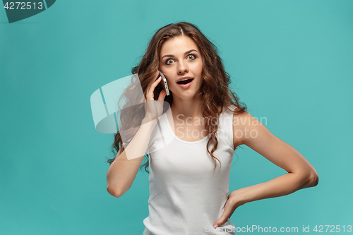 Image of The young woman\'s portrait with happy emotions