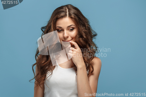 Image of The young woman\'s portrait with happy emotions