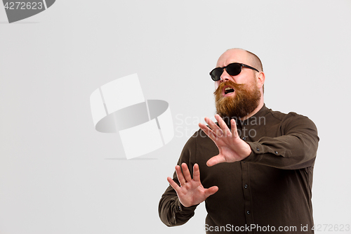 Image of Blind man with ginger beard