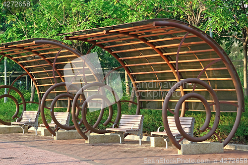 Image of bench in park , city