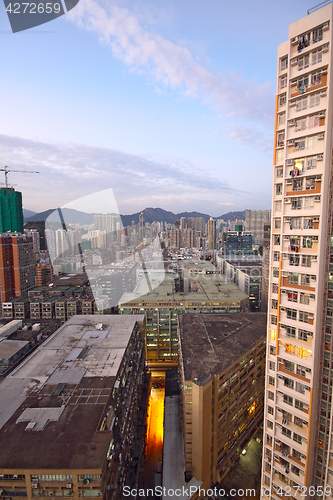Image of hongkong urban area in sunset moment