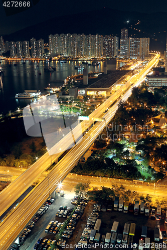 Image of traffic in modern city at night