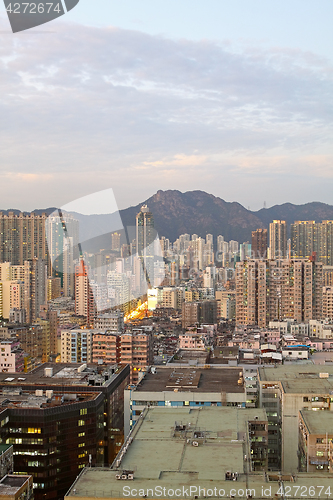 Image of hongkong urban area in sunset moment