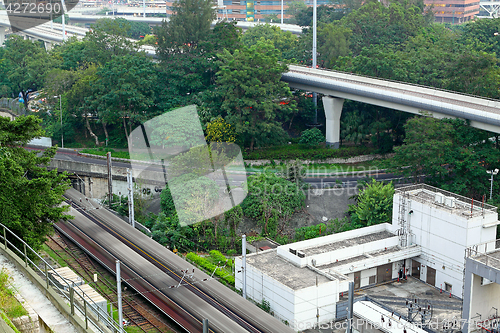 Image of Train rail in city