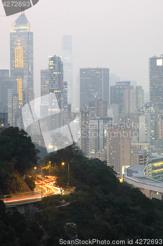 Image of urban city night and traffic road