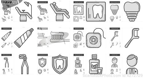 Image of Stomatology line icon set.