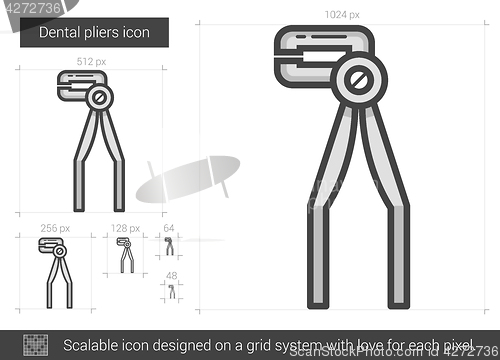 Image of Dental pliers line icon.