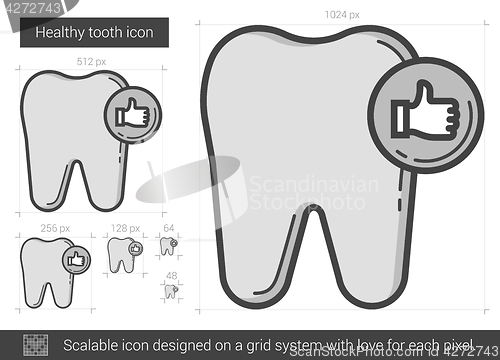 Image of Healthy tooth line icon.