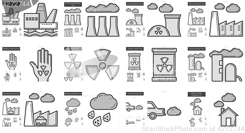 Image of Ecology biohazard line icon set.