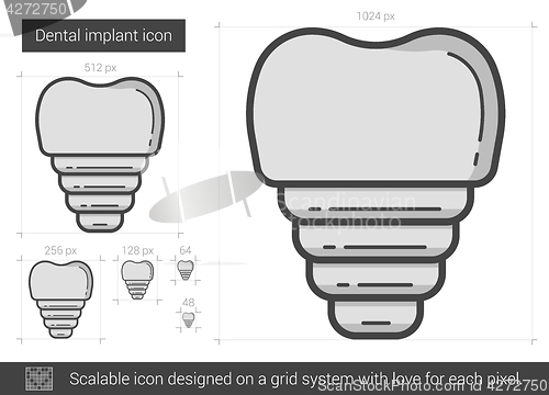 Image of Dental implant line icon.