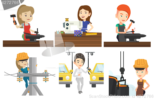 Image of Vector set of industrial workers.