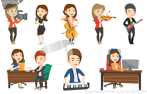 Image of Vector set of media people characters.