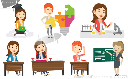 Image of Vector set of student and teachers characters.