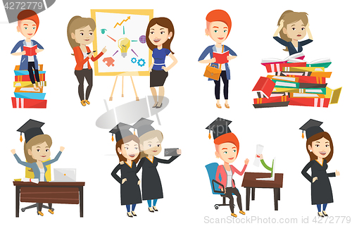 Image of Vector set of student and teachers characters.
