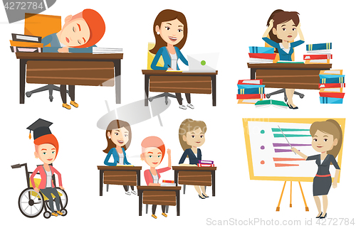 Image of Vector set of student and teachers characters.