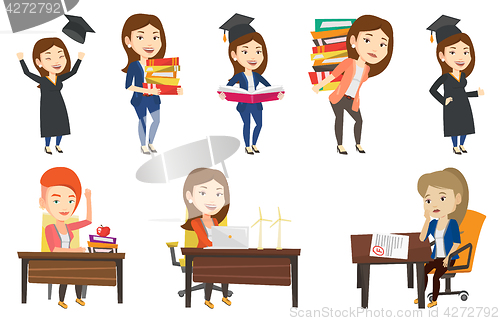 Image of Vector set of student and teachers characters.