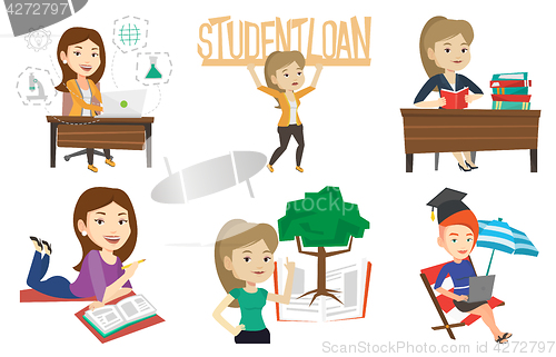 Image of Vector set of student and teachers characters.