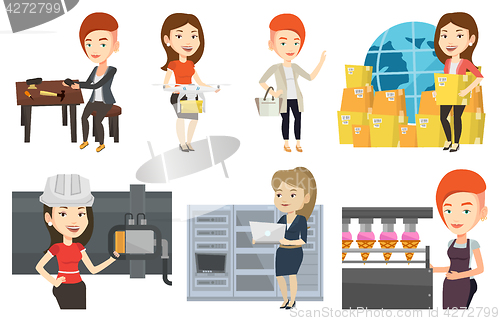 Image of Vector set of industrial workers.