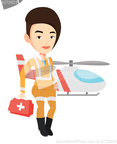 Image of Doctor of air ambulance vector illustration.