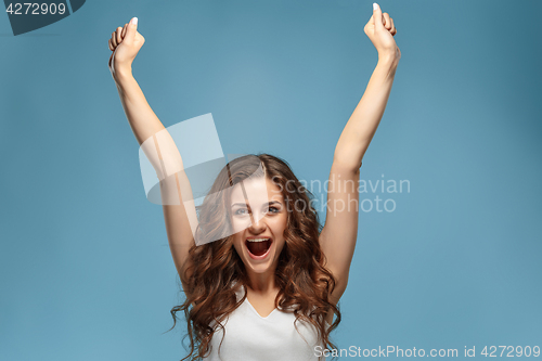 Image of The young woman\'s portrait with happy emotions