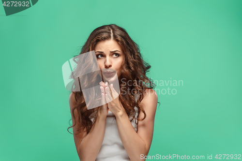 Image of The young woman\'s portrait with happy emotions