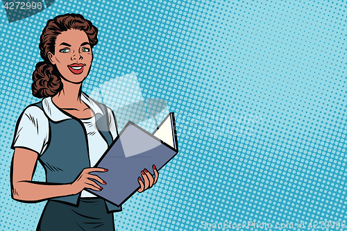 Image of Female Secretary, African American, pop art illustration