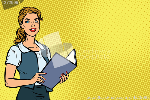 Image of Female Secretary, pop art illustration