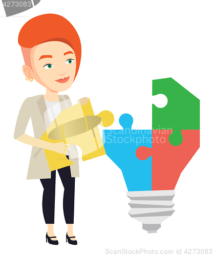 Image of Woman having business idea vector illustration.