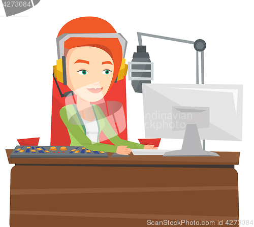 Image of Female dj working on the radio vector illustration